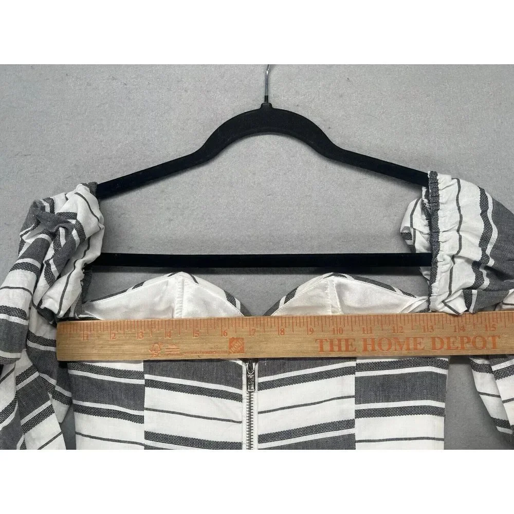 L'atiste by Amy‎ Dress Womens Size S White Blue Off Shoulder Coastal Sweatheart